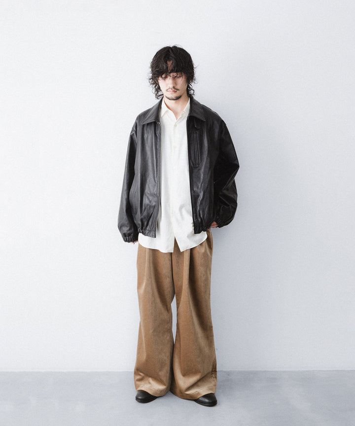 【ANTHEM A】COTTON VELVET DOUBLE PLEATS EASY TROUSERS - BEIGE