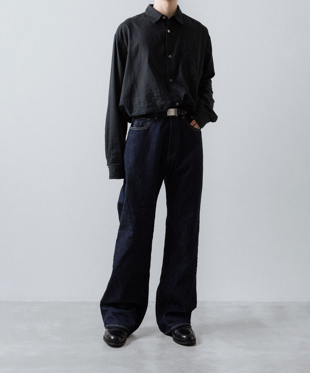 ssstein(シュタイン)のRAYON/LINEN OVERSIZED DOWN PAT SHIRT - BLACKの公式通販サイトsession福岡セレクトショップ
