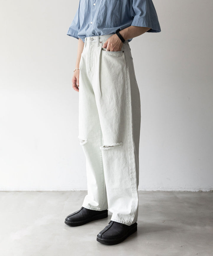 stein(シュタイン)の23AWコレクションVINTAGE REPRODUCTION DAMAGE WIDE DENIM JEANSのLT.INDIGO