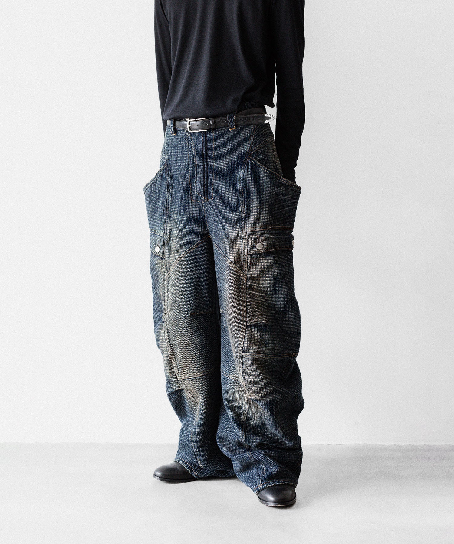 【SUBLATIONS】SASHIKO BANANA CUTTING PANTS - SASHIKO INDIGO