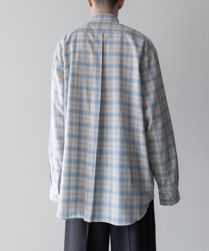 【INTÉRIM】インテリムのSUPIMA WOOL CHECK REGULAR COLLAR SHIRTS - BLUE 公式通販サイトsession福岡セレクトショップ