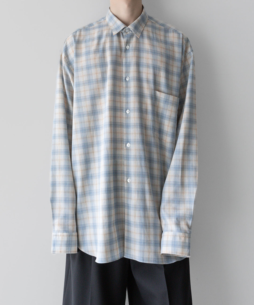 【INTÉRIM】インテリムのSUPIMA WOOL CHECK REGULAR COLLAR SHIRTS - BLUE 公式通販サイトsession福岡セレクトショップ