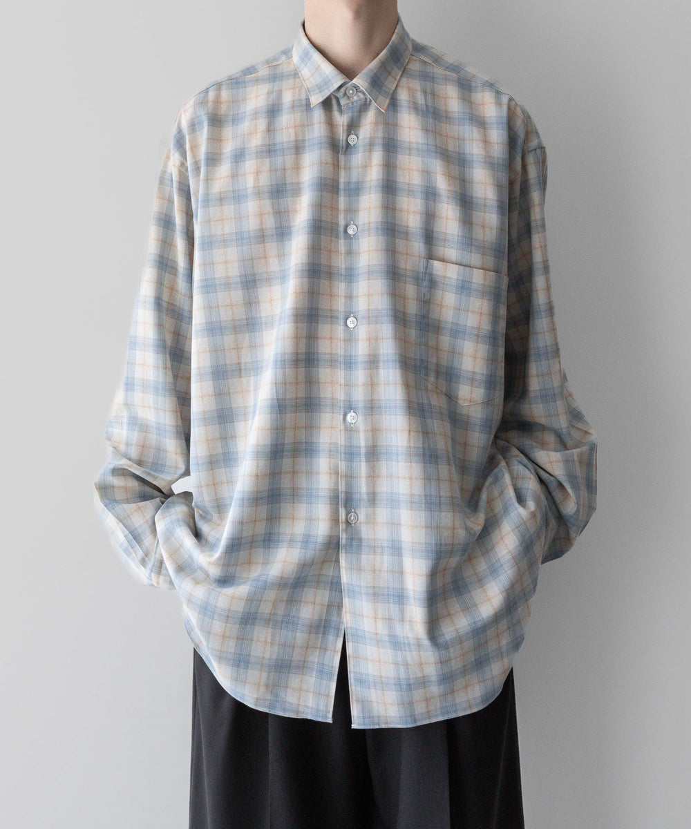 【INTÉRIM】インテリムのSUPIMA WOOL CHECK REGULAR COLLAR SHIRTS - BLUE 公式通販サイトsession福岡セレクトショップ