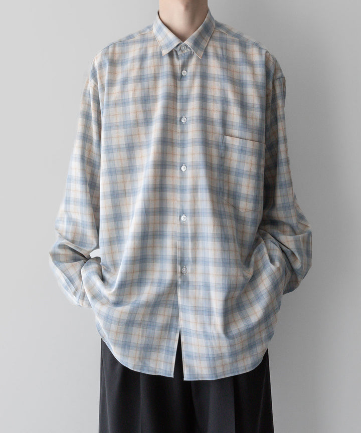 【INTÉRIM】インテリムのSUPIMA WOOL CHECK REGULAR COLLAR SHIRTS - BLUE 公式通販サイトsession福岡セレクトショップ