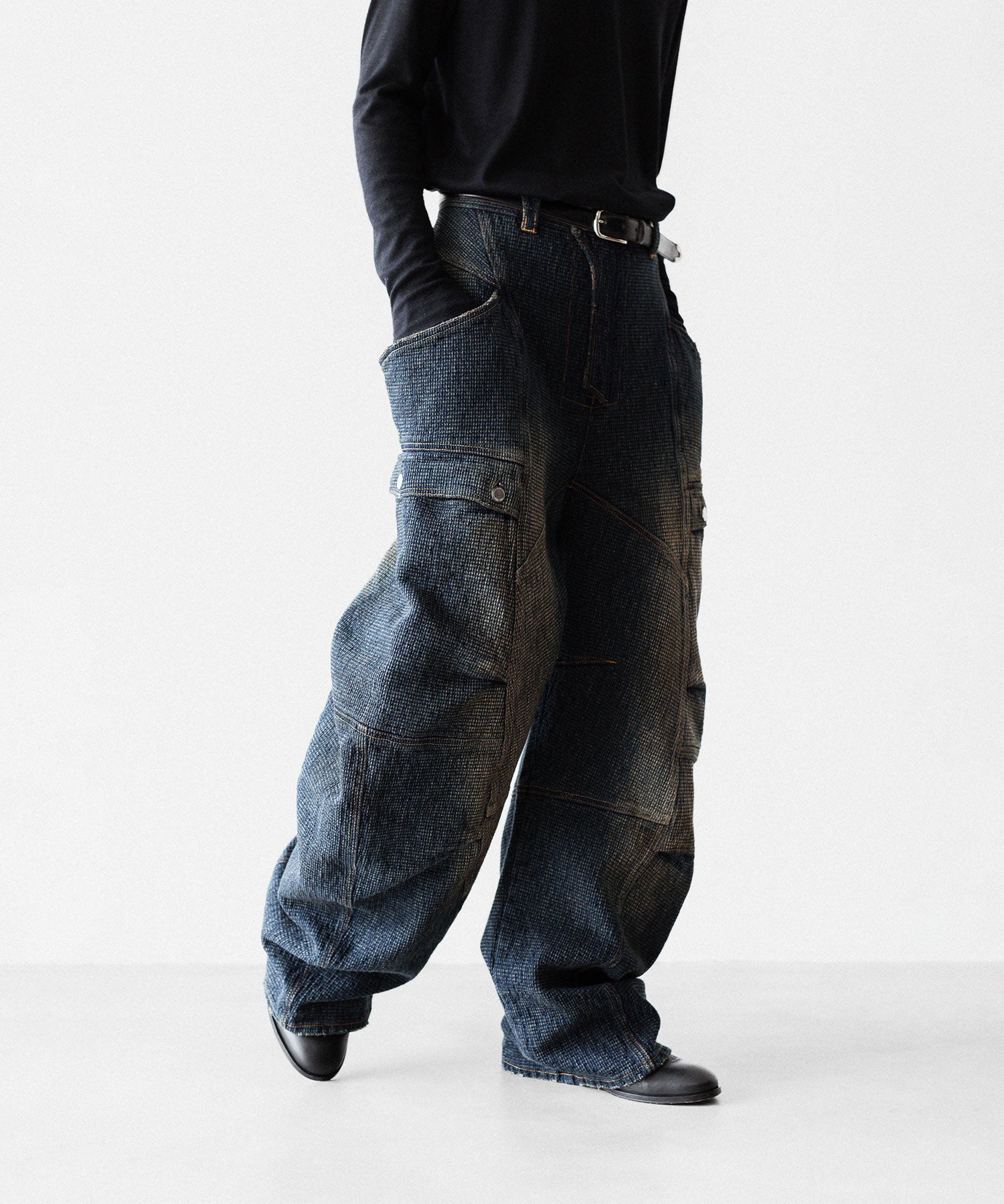 【SUBLATIONS】SASHIKO BANANA CUTTING PANTS - SASHIKO INDIGO