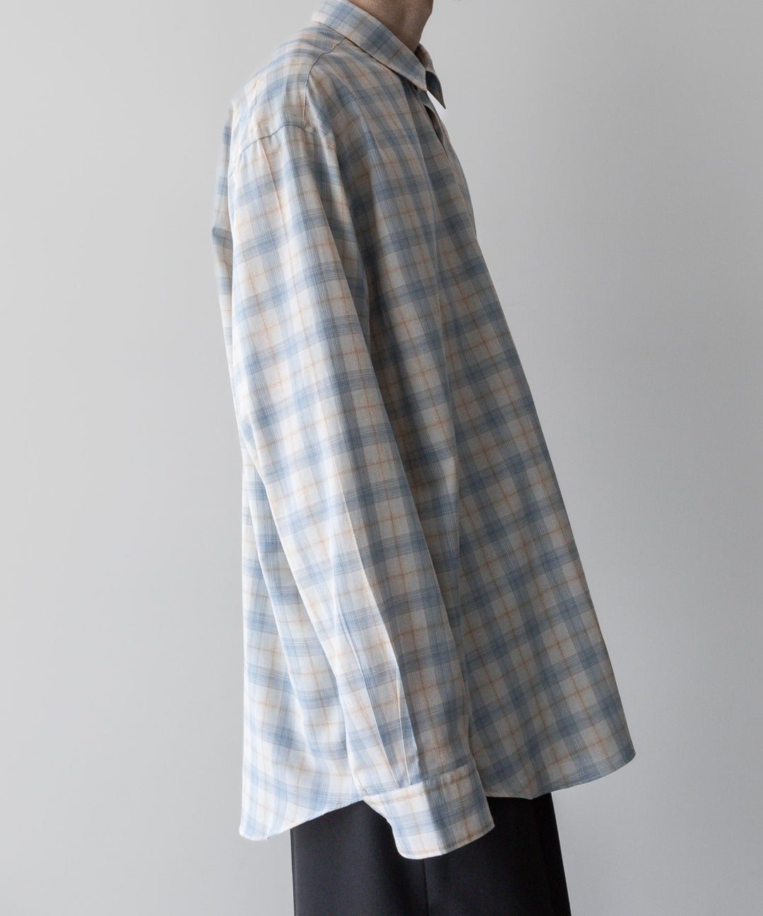 【INTÉRIM】インテリムのSUPIMA WOOL CHECK REGULAR COLLAR SHIRTS - BLUE 公式通販サイトsession福岡セレクトショップ