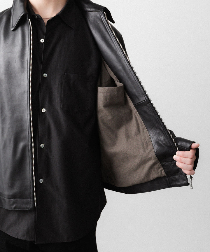 【ANTHEM A】BUFFALO CARF MINIMAL RIDING JACKET - BLACK