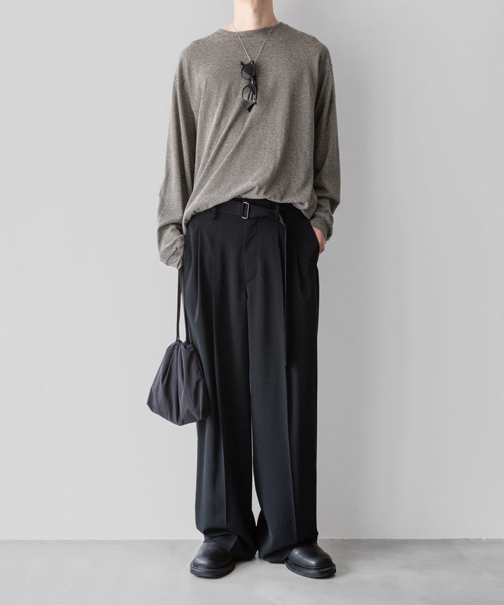 INTÉRIM - インテリムのCOTTON HEMP BORDER LONG TEEのBLACK公式通販サイトsession福岡セレクトショップ