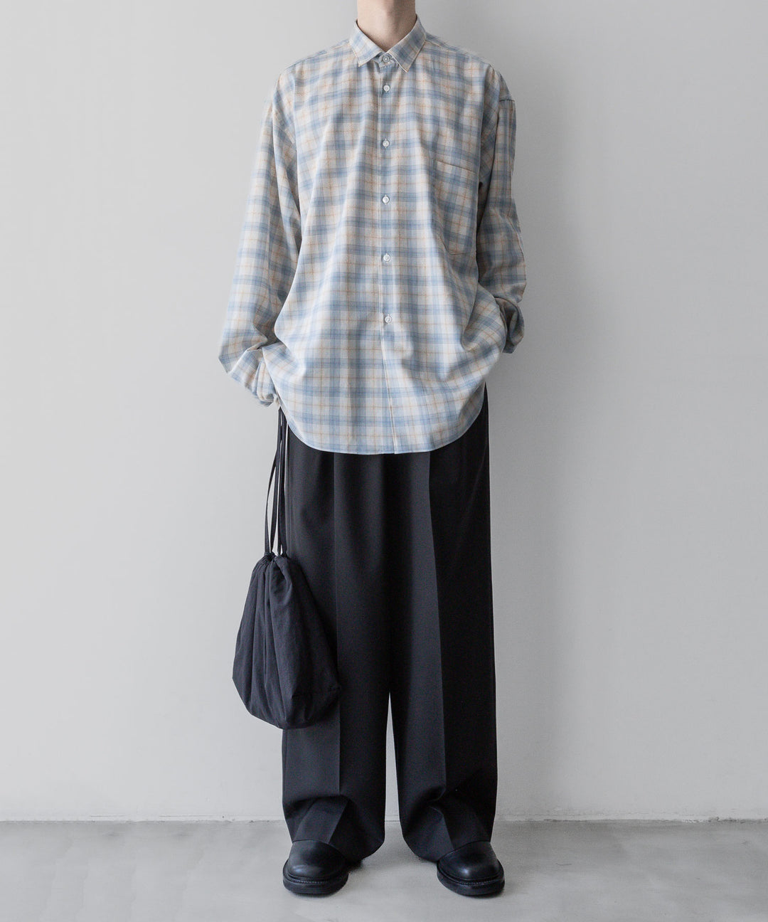 【INTÉRIM】インテリムのSUPIMA WOOL CHECK REGULAR COLLAR SHIRTS - BLUE 公式通販サイトsession福岡セレクトショップ