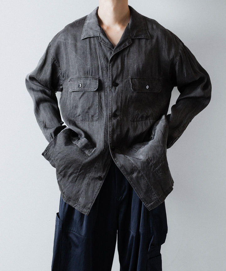 ANTHEM A-アンセムエーのPIGMENT CUPRO OPEN COLLAR SHIRTのCHARCOAL 公式通販サイトsession福岡セレクトショップ