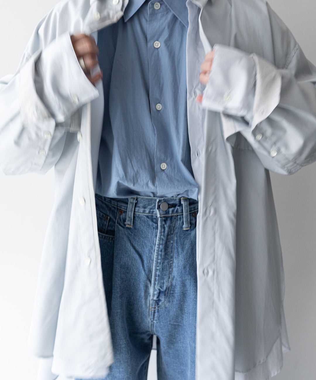 stein(シュタイン)の23AWコレクションVINTAGE REPRODUCTION DAMAGE WIDE DENIM JEANSのINDIGO