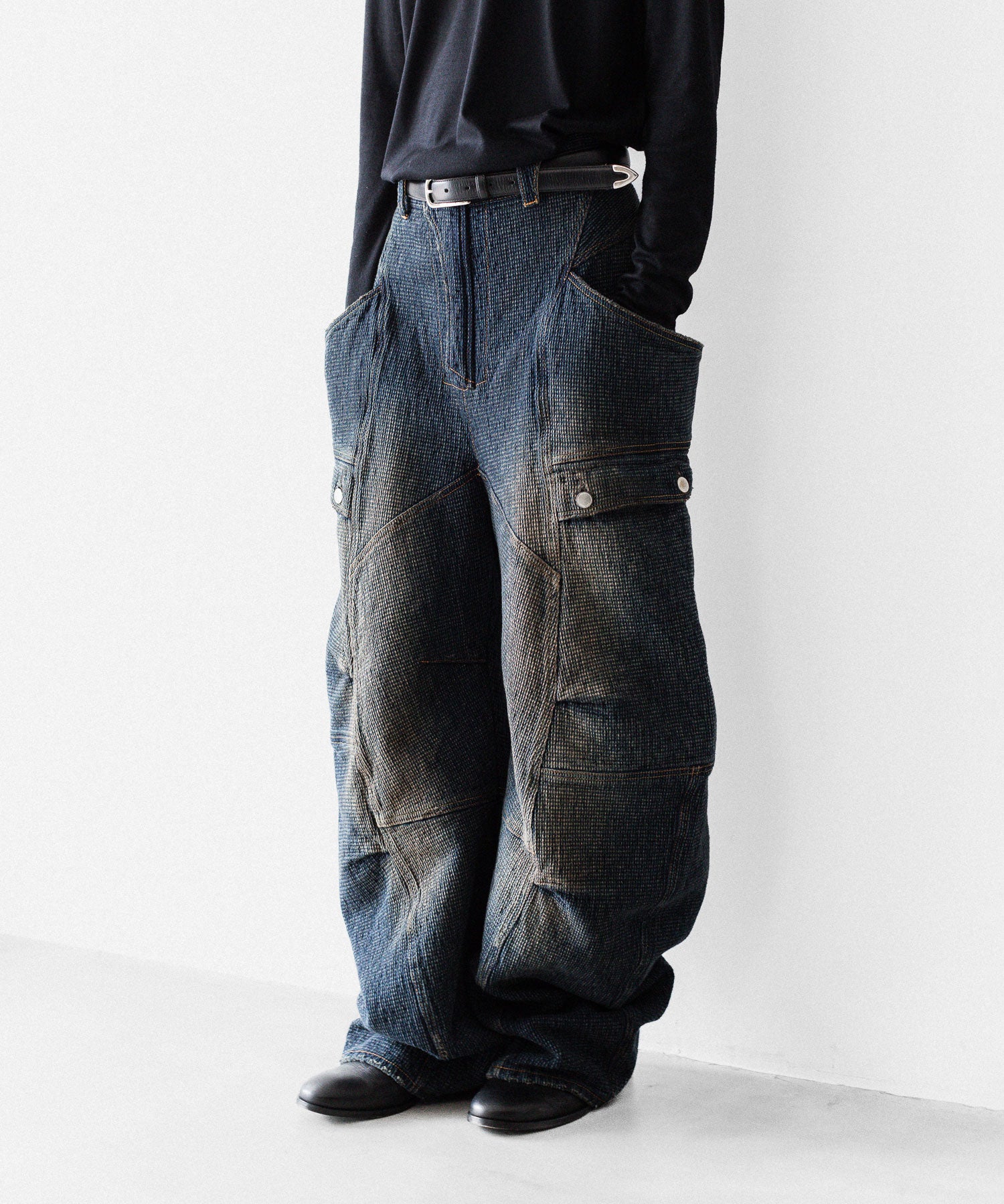 【SUBLATIONS】SASHIKO BANANA CUTTING PANTS - SASHIKO INDIGO