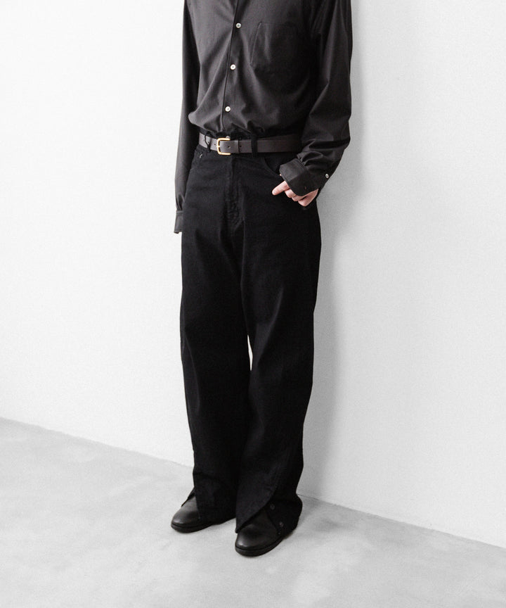 【ANTHEM A】TWIST LINE STRAIGHT JEANS - BLACK