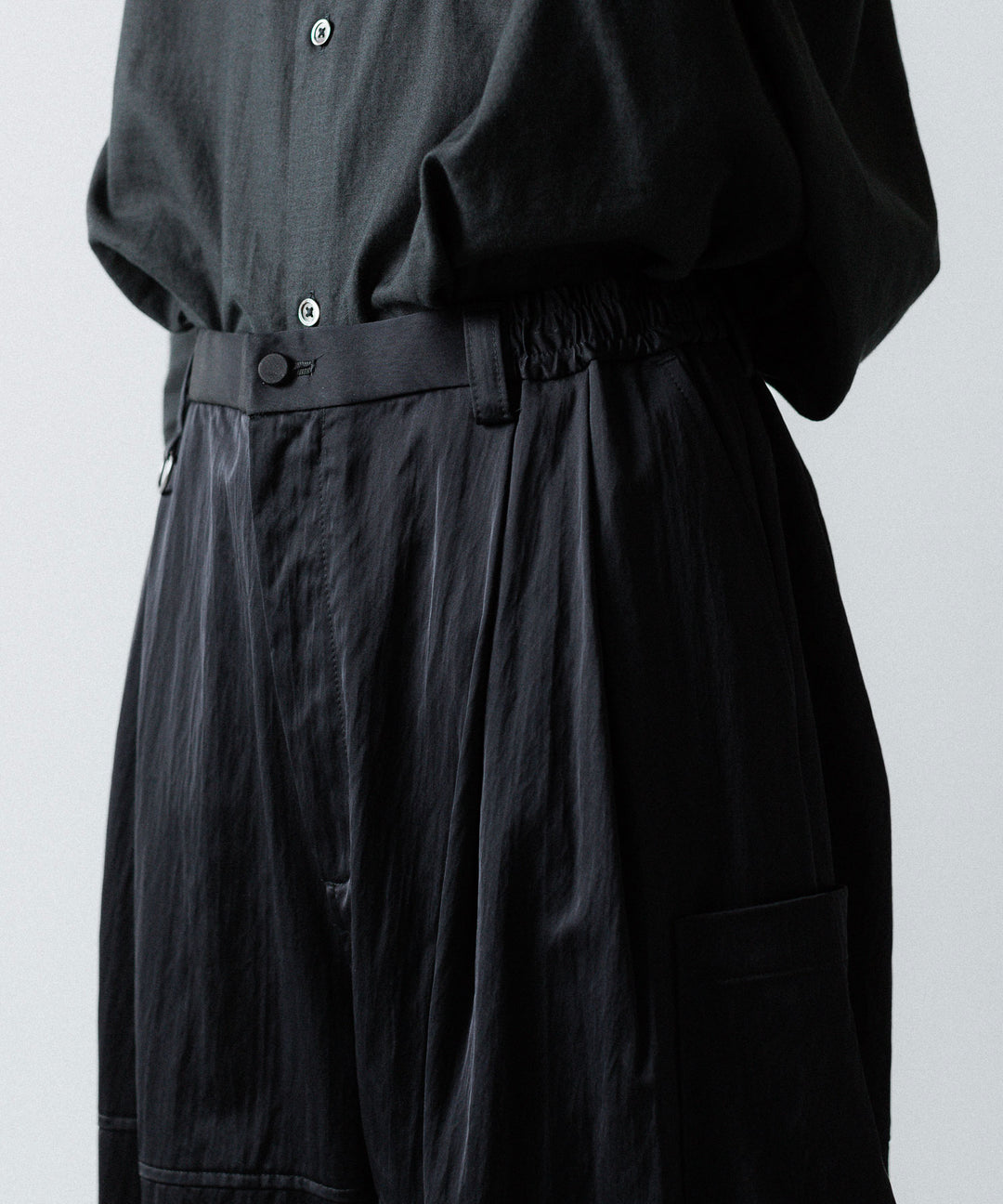 ANTHEM A-アンセムエーのSATIN MILITARY EASY PANTSのBLACK 公式通販サイトsession福岡セレクトショップ 