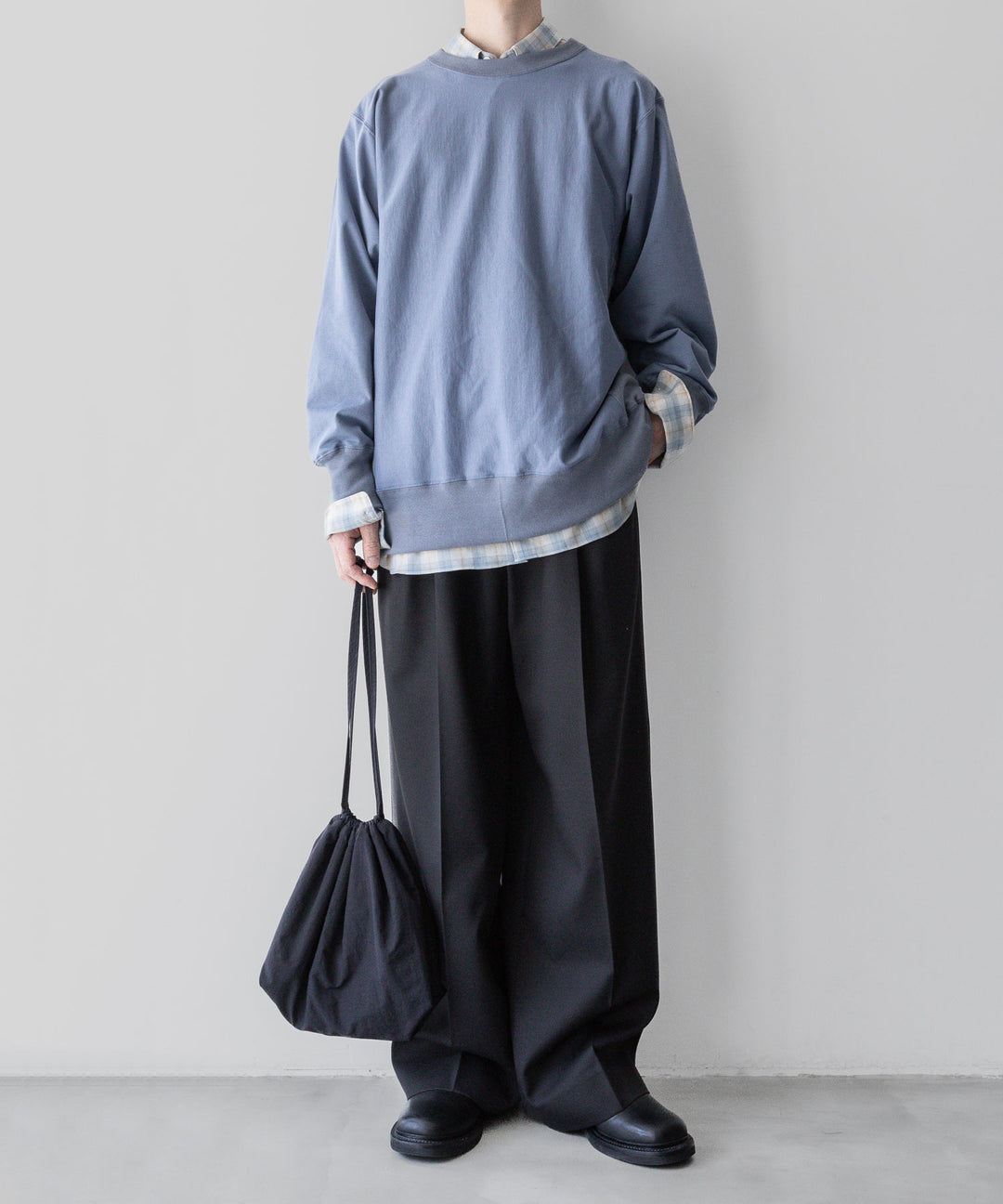 【INTÉRIM】インテリムのSUPIMA WOOL CHECK REGULAR COLLAR SHIRTS - BLUE 公式通販サイトsession福岡セレクトショップ
