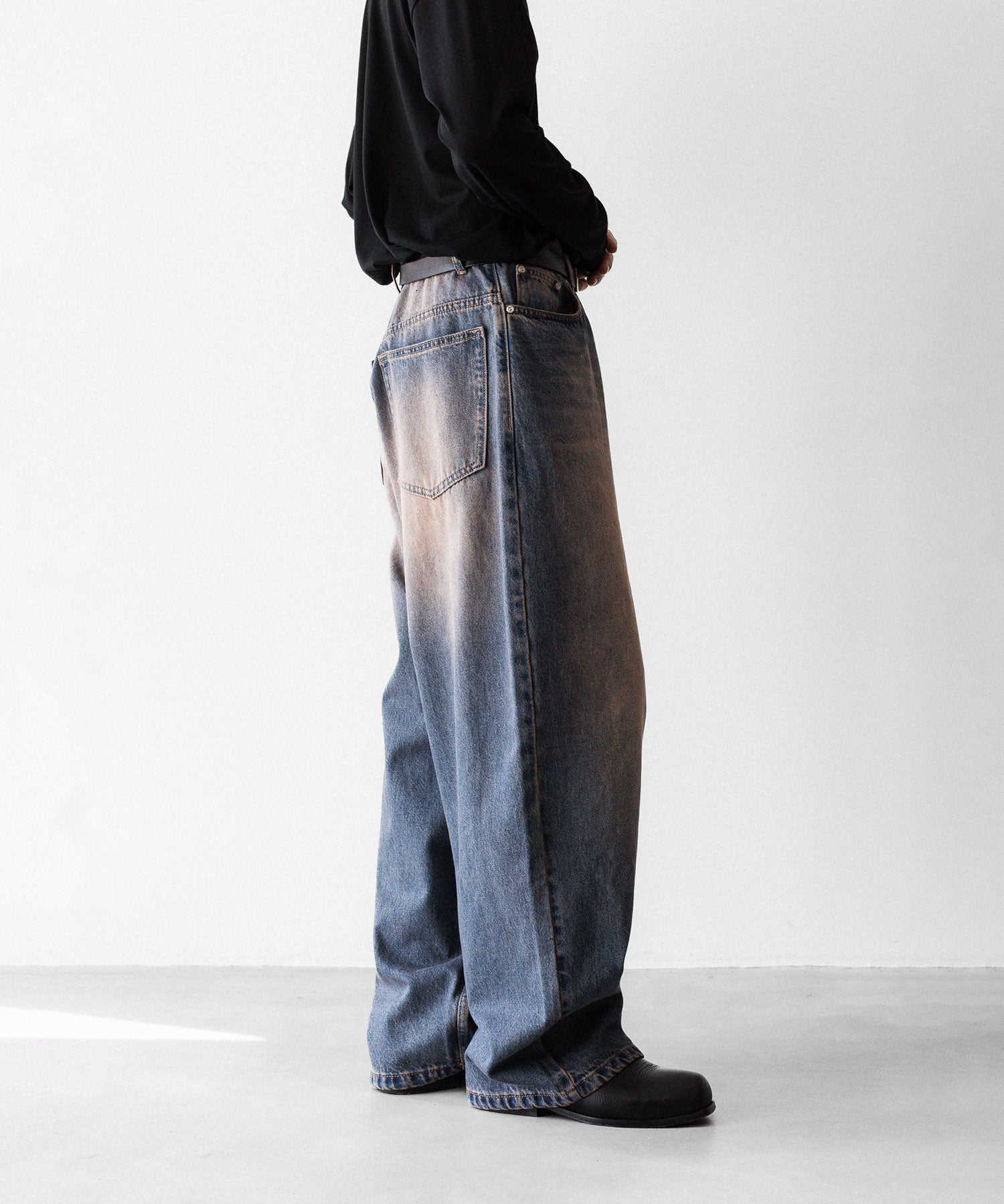 CODA / コーダ】DUST INDIGO ACID WASHED EXTENDED CUT LUFT JEANS