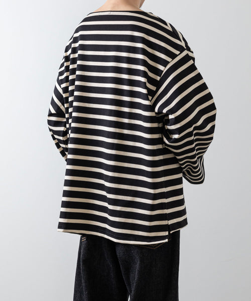 INTÉRIM/インテリム】HYPER BIG SUVIN GIZA BASQUE BORDER SHIRT - BLK