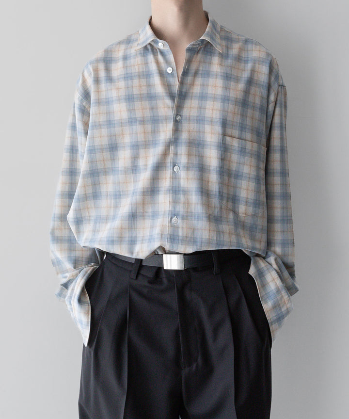 【INTÉRIM】インテリムのSUPIMA WOOL CHECK REGULAR COLLAR SHIRTS - BLUE 公式通販サイトsession福岡セレクトショップ