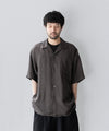 【ssstein】VIS/LI TWILL OVERSIZED OPEN COLLAR SS SHIRT - KHAKI