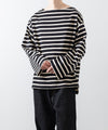 【INTÉRIM】HYPER BIG SUVIN GIZA BASQUE BORDER SHIRT - BLK / OFF