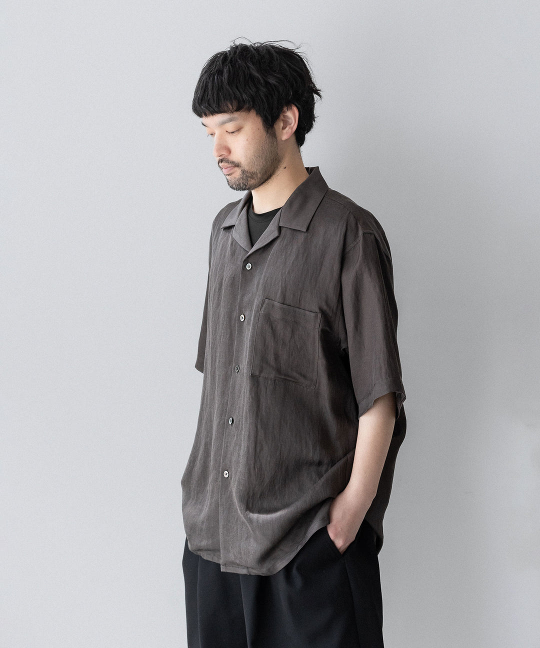 ssstein(シュタイン)のVIS/LI TWILL OVERSIZED OPEN COLLAR SS SHIRT - KHAKIの公式通販サイトsession福岡セレクトショップ