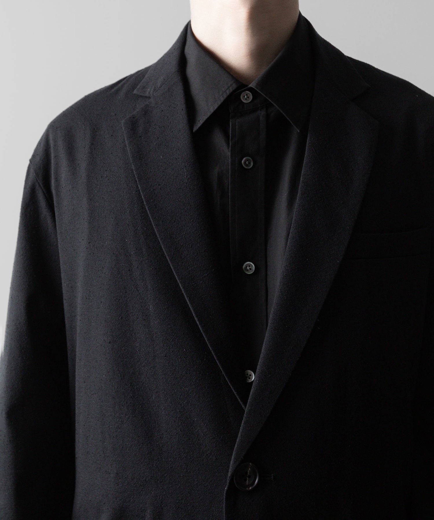 ssstein(シュタイン)の24AWコレクション SILK NEP CLOTH SINGLE BREASTED JACKET - BLACK 公式通販サイトsession福岡セレクトショップ