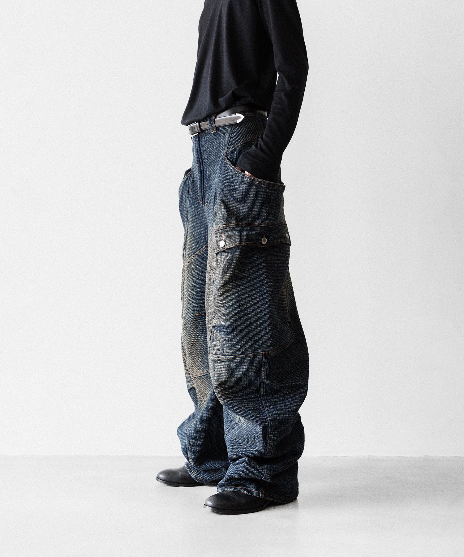 【SUBLATIONS】SASHIKO BANANA CUTTING PANTS - SASHIKO INDIGO