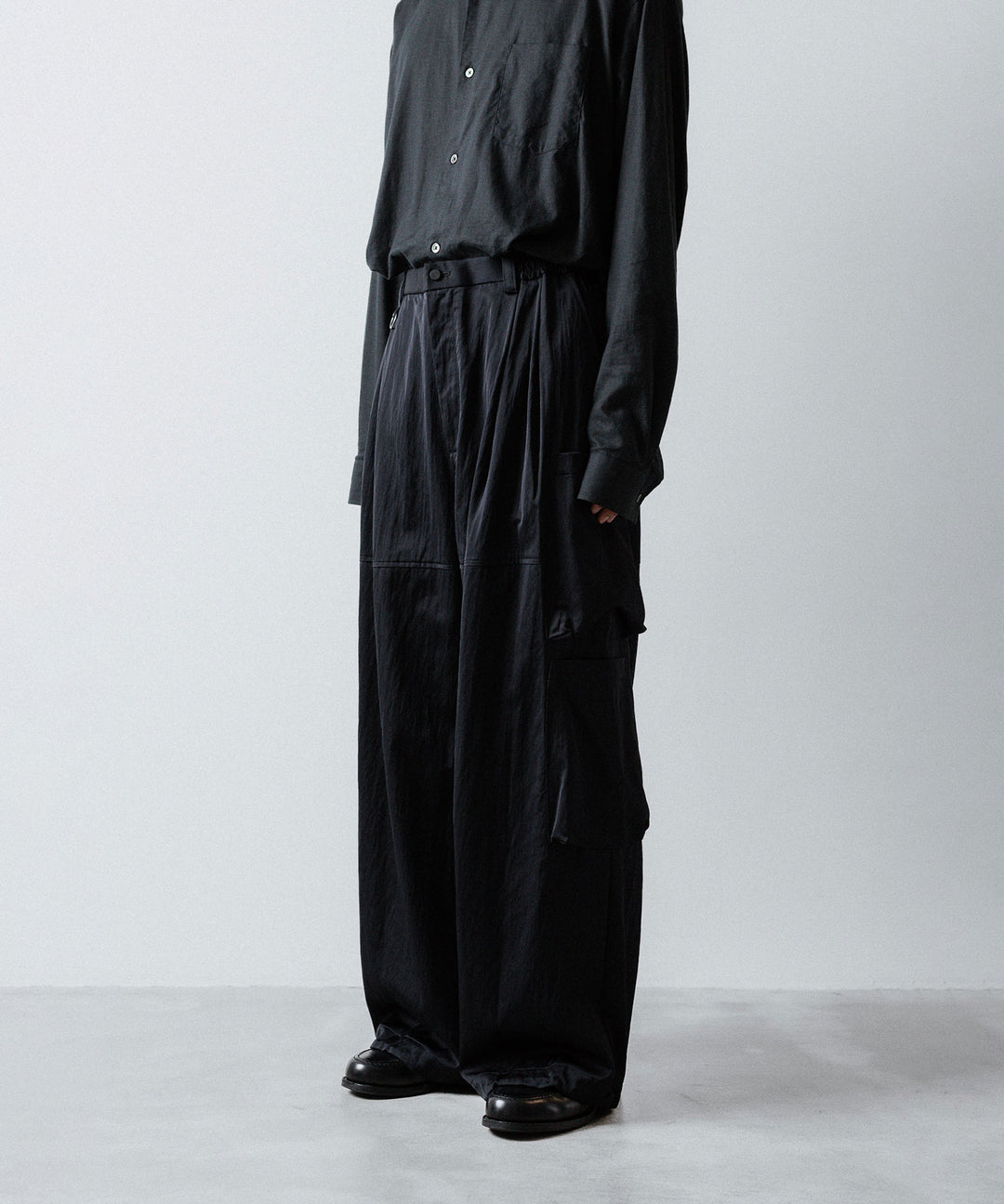 ANTHEM A-アンセムエーのSATIN MILITARY EASY PANTSのBLACK 公式通販サイトsession福岡セレクトショップ 