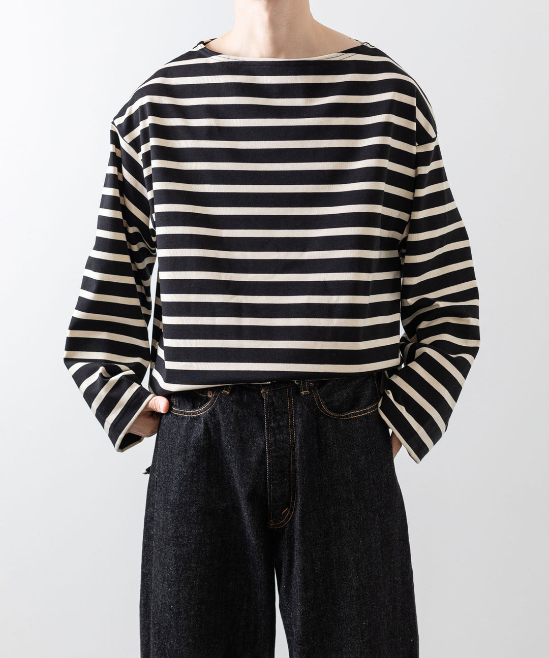 INTÉRIM インテリム 23ss HYPER BIG SUVIN GIZA BASQUE BORDER SHIRT sessionセッション福岡セレクトショップ 公式通販サイト