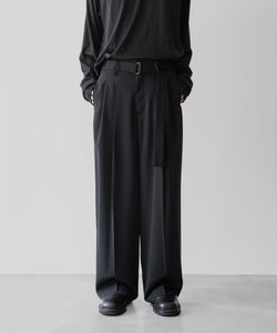 ATTACHMENT アタッチメントのSORIBIA TWILL BELTED WIDE TROUSERS-BLACKの公式通販サイトsession福岡セレクトショップ