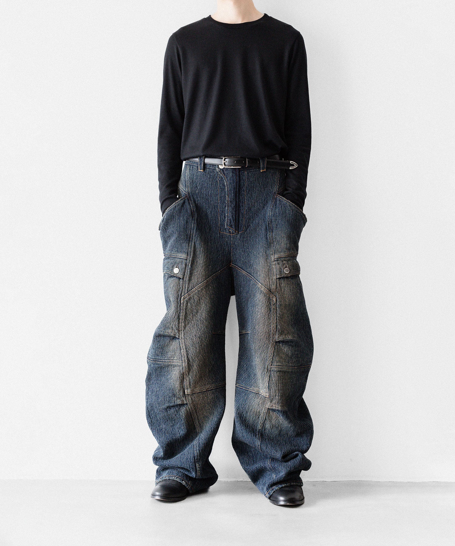 【SUBLATIONS】SASHIKO BANANA CUTTING PANTS - SASHIKO INDIGO