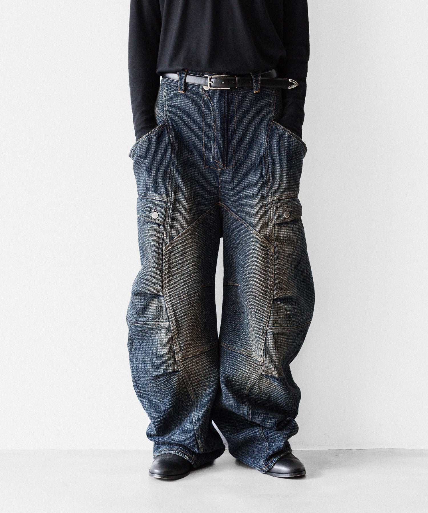 【SUBLATIONS】SASHIKO BANANA CUTTING PANTS - SASHIKO INDIGO