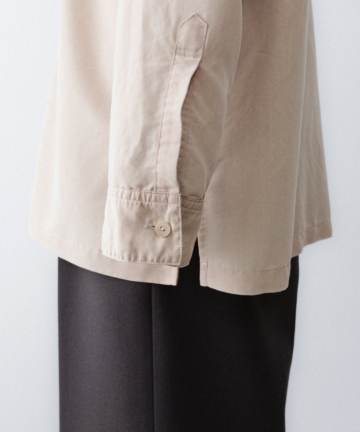 【ANTHEM A】POWDERY FADE POPLIN OPEN COLLAR SHIRT - FOG BEIGE