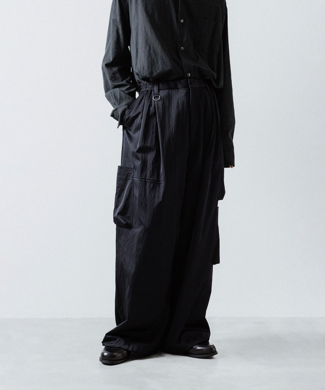 ANTHEM A-アンセムエーのSATIN MILITARY EASY PANTSのBLACK 公式通販サイトsession福岡セレクトショップ 