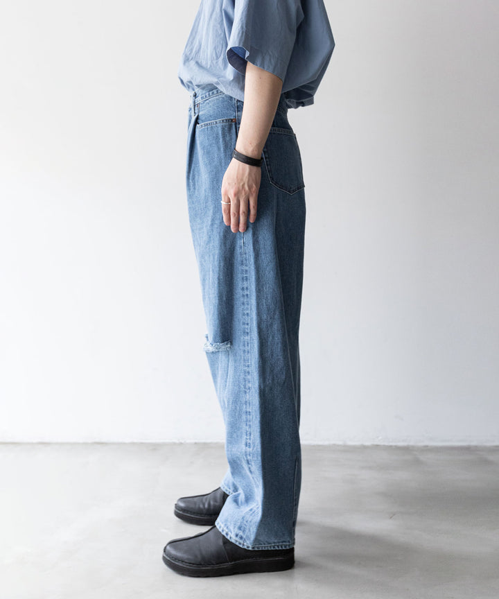 stein(シュタイン)の23AWコレクションVINTAGE REPRODUCTION DAMAGE WIDE DENIM JEANSのINDIGO