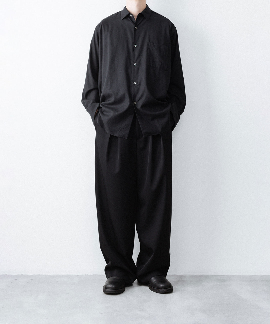 ssstein(シュタイン)のCOTTON SILK OVERSIZED LS SHIRT - BLACKの公式通販サイトsession福岡セレクトショップ