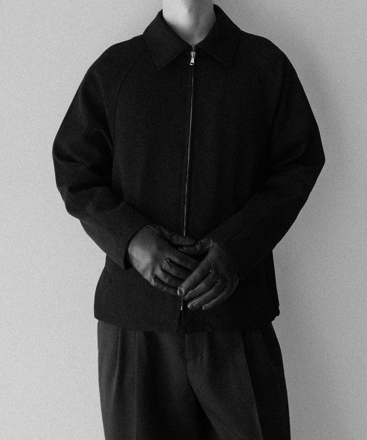 【INTÉRIM】PURE BLACK WOOL DRIVING JACKET - BLACK