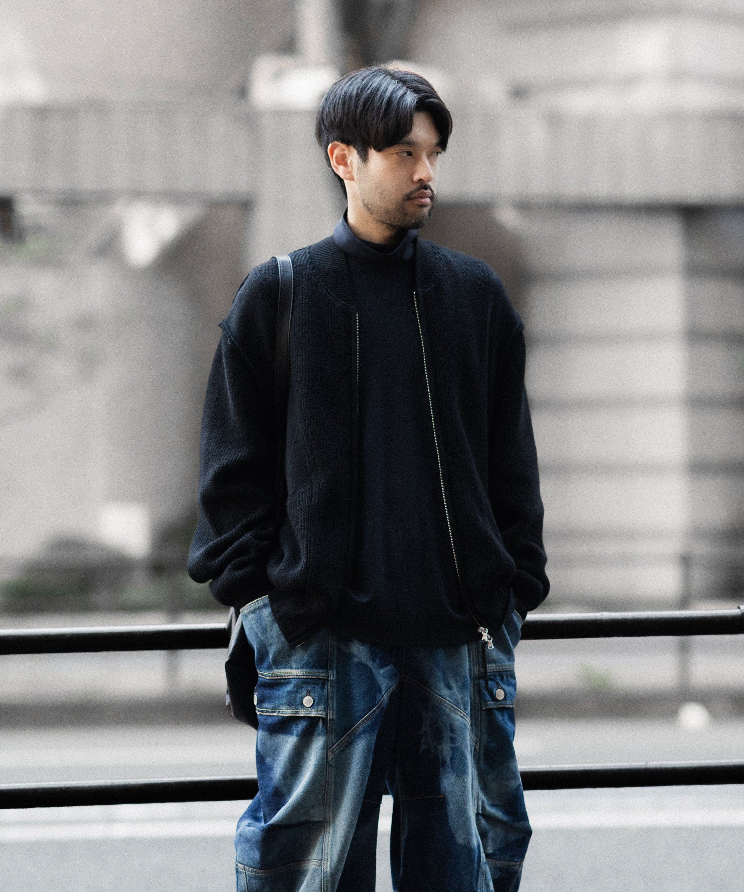 ANTHEM A アンセムエー BULKY WOOL KNIT ZIP BLOUSONのBLACK 公式通販サイトsession福岡セレクトショップ
