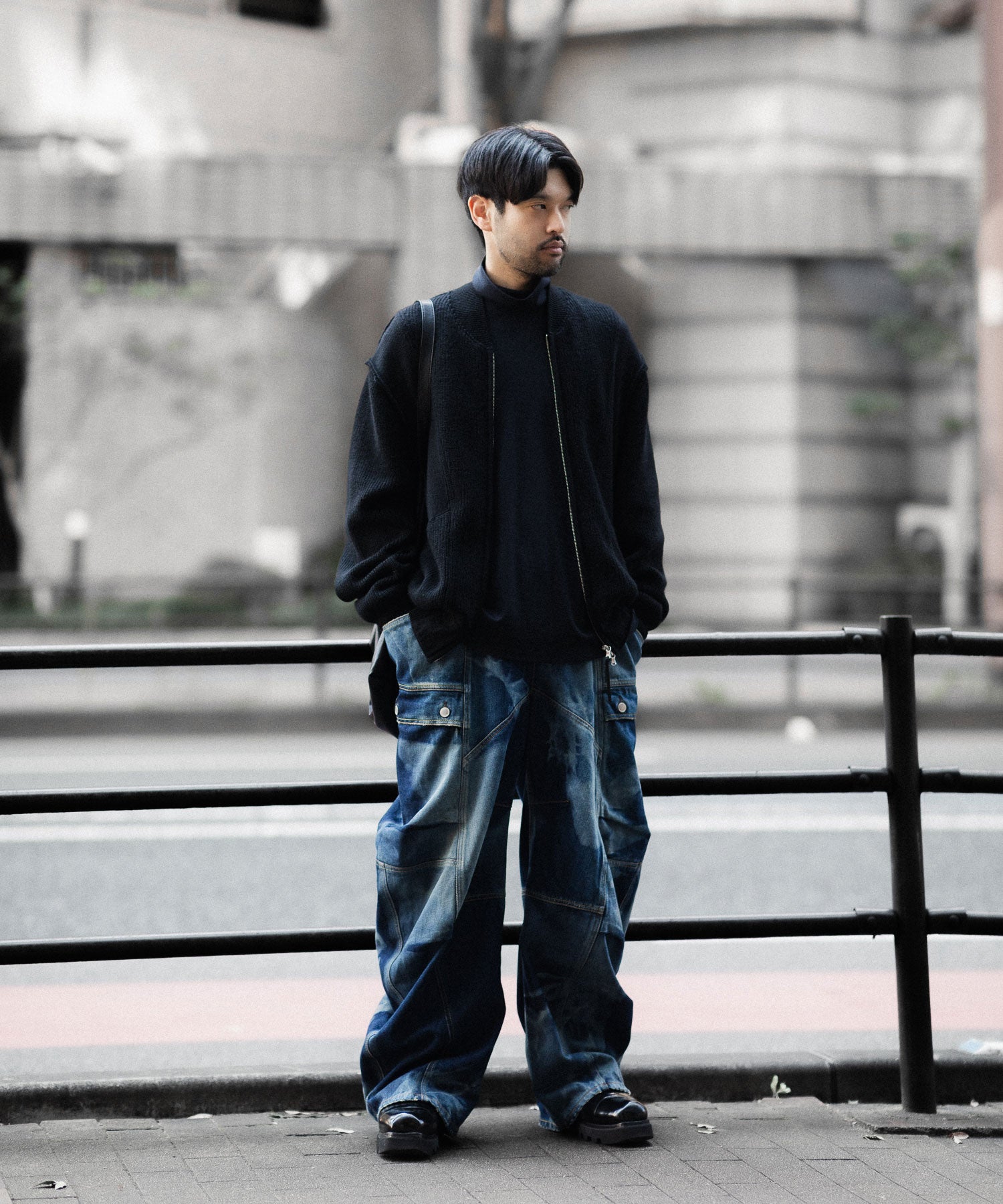 ANTHEM A アンセムエー BULKY WOOL KNIT ZIP BLOUSONのBLACK 公式通販サイトsession福岡セレクトショップ