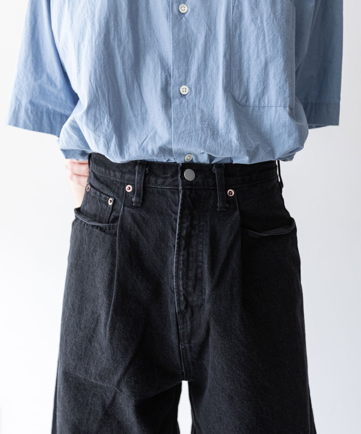 stein(シュタイン)の23AWコレクションVINTAGE REPRODUCTION DAMAGE WIDE DENIM JEANSのBLACK