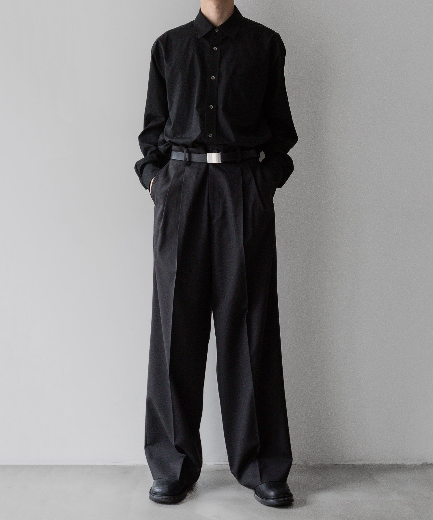 stein extra wide trousers darkcharcoal Mダークチャコール - スラックス