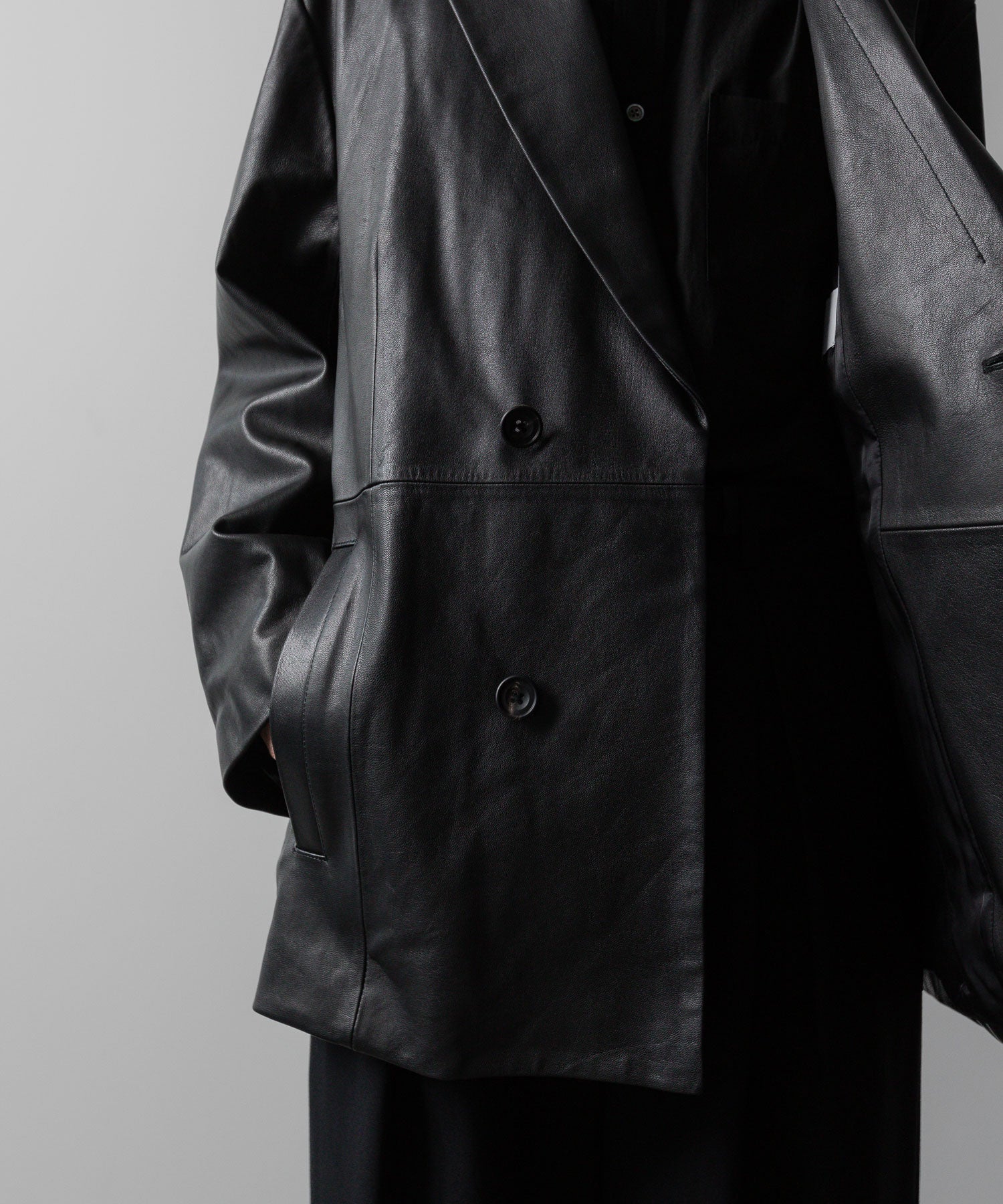 ssstein(シュタイン)の24AWコレクション LEATHER DOUBLE BRESTED JACKET - BLACK 公式通販サイトsession福岡セレクトショップ