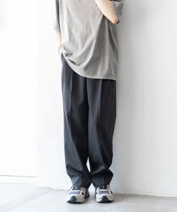 【stein】EX WIDE TAPERED BARE ZIP TROUSERS - DARK CHARCOAL