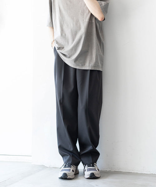 stein】 EX WIDE TAPERED BARE ZIP TROUSER-