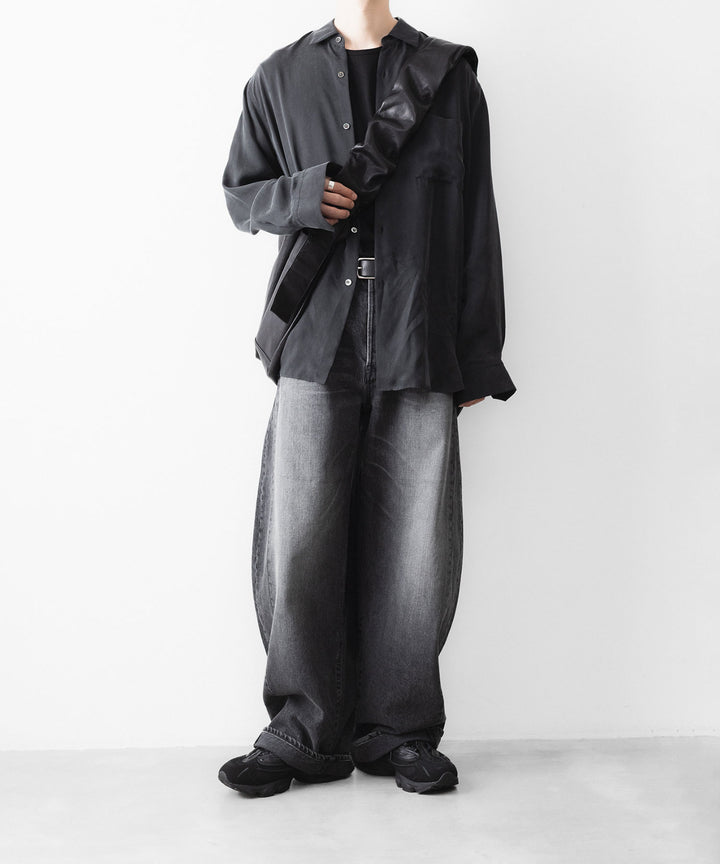 ssstein(シュタイン)のGOAT LEATHER SHIRRING HANDLE SHOULDER BAG - BLACKの公式通販サイトsession福岡セレクトショップ