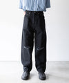 【stein】VINTAGE REPRODUCTION DAMAGE WIDE DENIM JEANS - BLACK