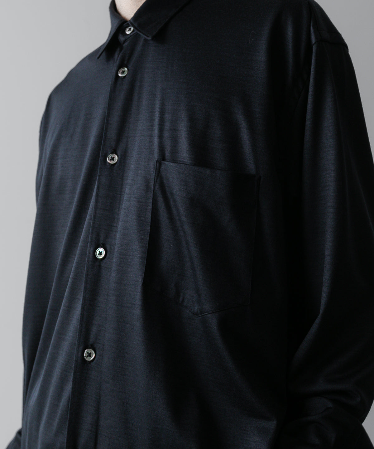 INTÉRIM(インテリム)のEXTRA FINE MERINO WOOL JERSEY L/S REGULAR SHIRT - D.NAVYの公式通販サイトsession福岡セレクトショップ