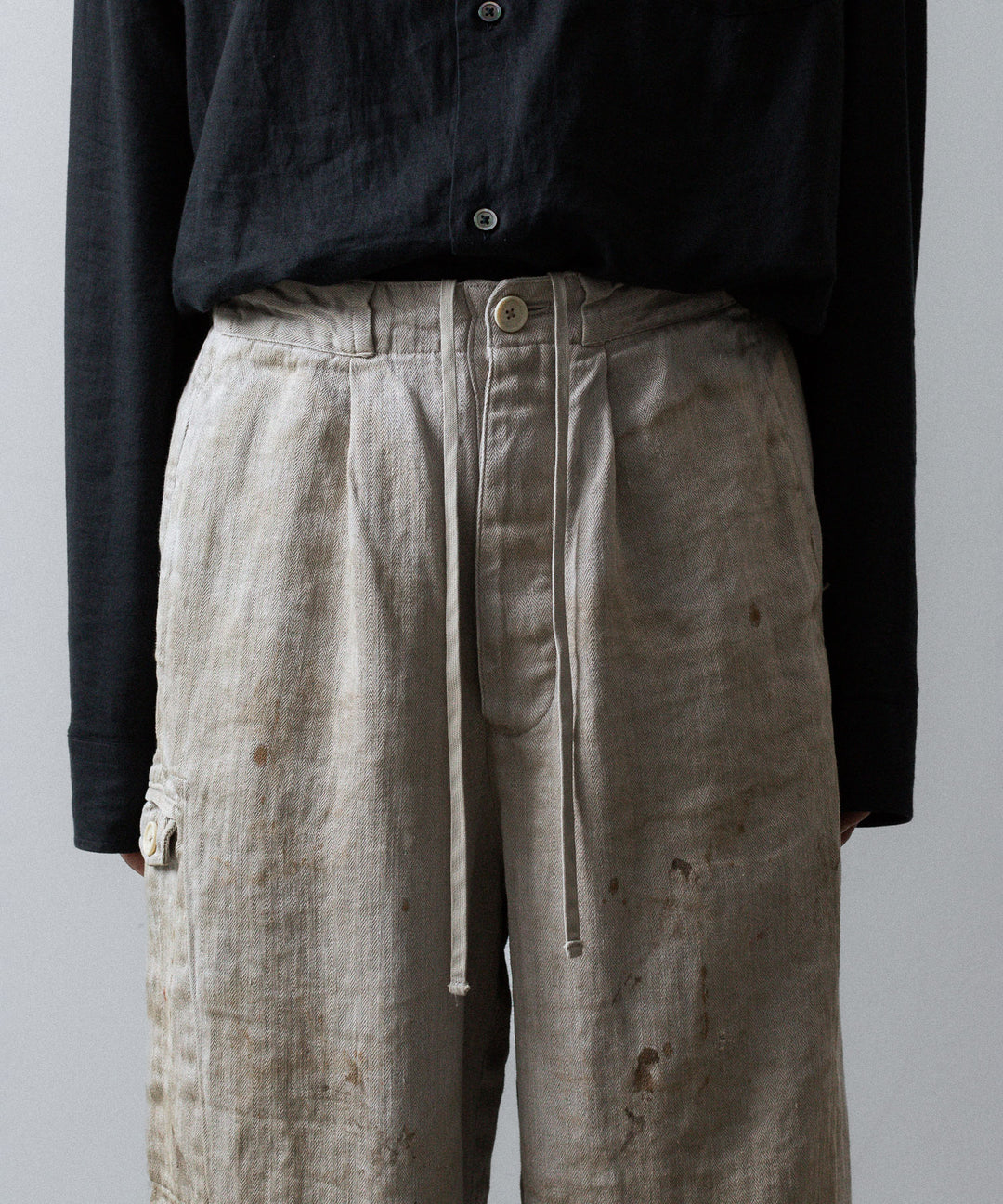 ssstein(シュタイン)のHEAVY LINEN HERRINGBONE WIDE EASY TROUSERS - NATURALの公式通販サイトsession福岡セレクトショップ