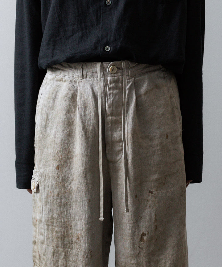 ssstein(シュタイン)のHEAVY LINEN HERRINGBONE WIDE EASY TROUSERS - NATURALの公式通販サイトsession福岡セレクトショップ