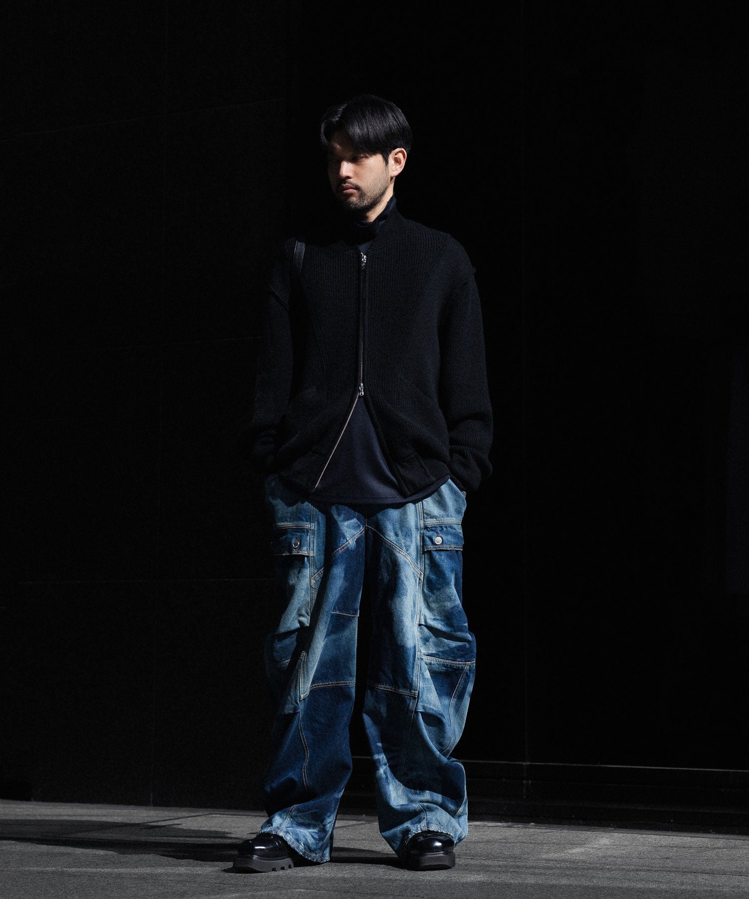 ANTHEM A アンセムエー BULKY WOOL KNIT ZIP BLOUSONのBLACK 公式通販サイトsession福岡セレクトショップ